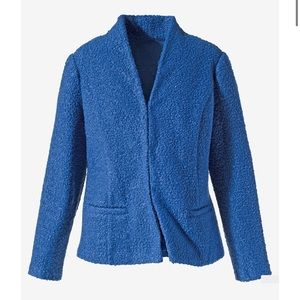 Chico's Blue Boucle Solid Long-Sleeve Jacket Blazer Size XL/16